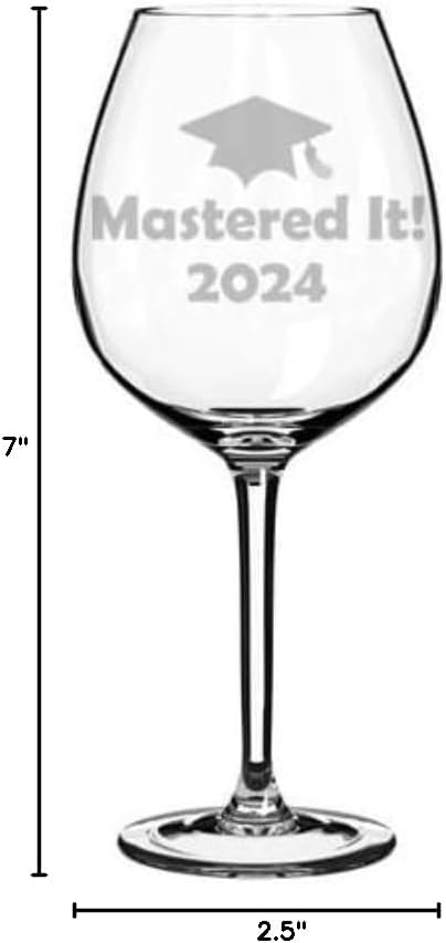 MIP Brand Wine Glass Goblet Funny Class of 2025 Graduation Masters Mastered It (20 oz Jumbo)