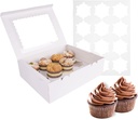 xieketn 10 Pcs White Cupcake Boxes 12 Count, Individual Cupcake Containers Holder with Lids, Clear Cupcakes Dessert Boxes for Baked Goods, Cake Carrier for Muffins Treats Pastries Bakery Supplies