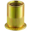 Wensilon Rivet Nut 8-32UNC 200Pcs Yellow Zinc Plated Finish Flat Head Rivnut Threaded Insert Nut Knurled Body