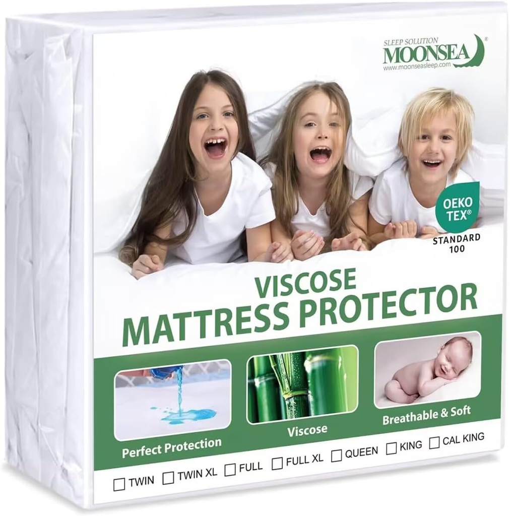 Waterproof Mattress Protector Twin Size, Skin Friendly and Breathable Twin Mattress Cover for Kids, Viscose Jersey Mattress Pad with 14" Deep Pocket