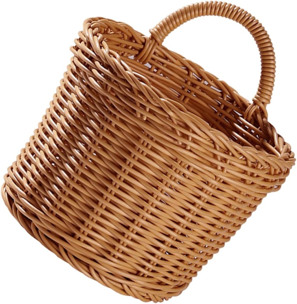 LIFKOME Imitation Woven Kitchen Storage Basket Handle Wall Hanging Vegetable Organizer for Onions Garlic and Spices Stylish Decorative Storage for Home and Kitchen
