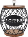 Omabeta Coffee Capsule Holder, Coffee Pod Storage Basket Farmhouse Decor with Weighted Wooden Base for Home, Office (Black)
