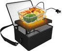 [90W Faster] Portable Oven, 110V Personal Food Warmer Mini Electric Heated Lunch Box for Reheating & Raw Food Cooking in Office, Travel, Potlucks and Home Kitchen (Black)