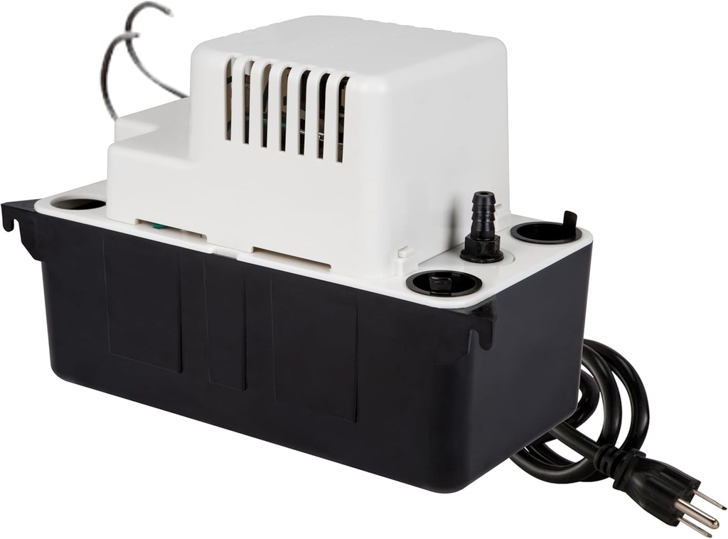 Little Giant VCMA-15ULS 115 Volt, 65 GPH, 1/50 HP Automatic Condensate Removal Pump for HVAC/Refrigeration Systems/Dehumidifiers with Overflow Detection Switch and 6-Foot Cord, White/Black, 554405