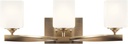 Kichler Marette 23 inch 3 Light Vanity Light with Satin Etched Cased Opal Glass in Champagne Bronze for Bathroom and Powder Room, (23" W x 8.25" H x 6" Ext), 55002CPZ