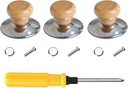 3 Pac Pot Lid Wood Knob, Universal Pot Lid Replacement Knobs,tempered glass pot lid pan cover with wood knob kitchen cooking-Great for Slow Cookers, Skillets and Kitchen Cookware Covers,