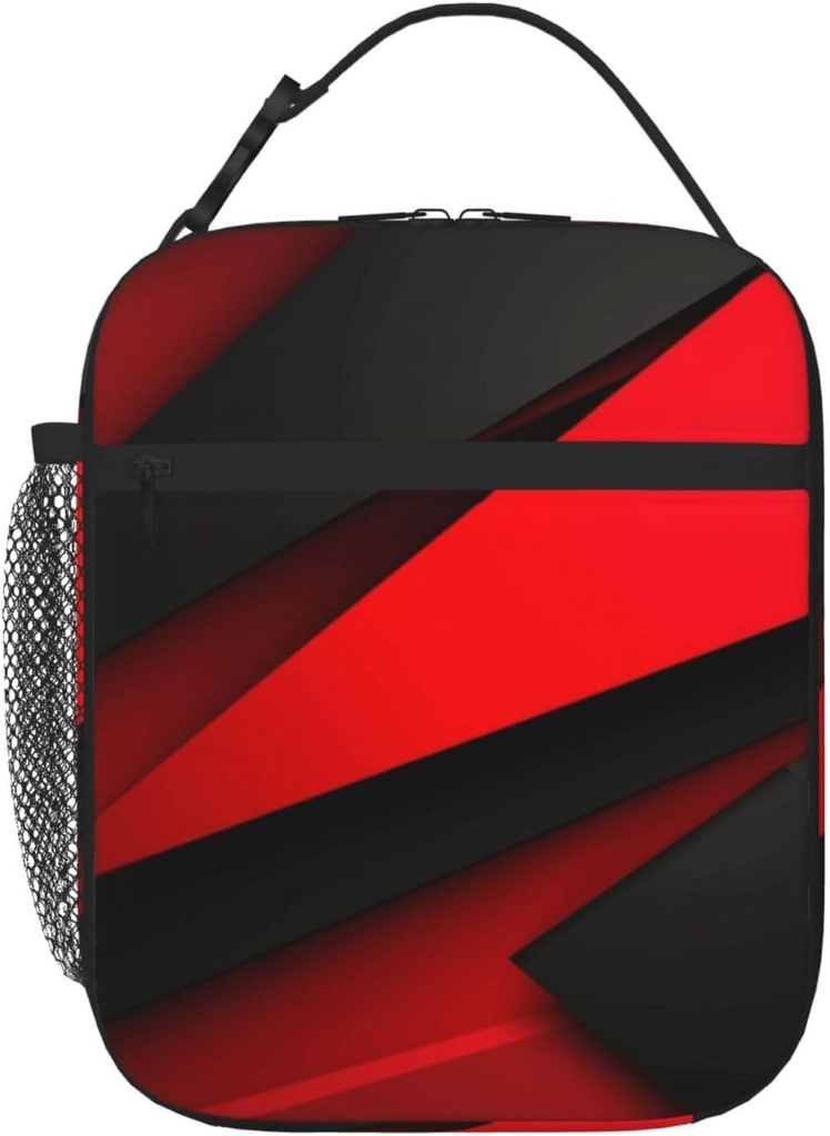Lunch Bag for Men Women Reusable Insulated Lunchbox Red Black Lunch Tote Bag for Work Picnic