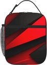 Lunch Bag for Men Women Reusable Insulated Lunchbox Red Black Lunch Tote Bag for Work Picnic