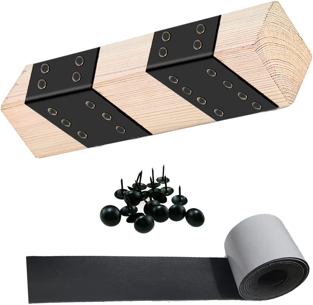 Fortunemee Faux Wood Beam Strap, 6ft Length Faux Leather Beams Gap Hiding Strap, Wood Beams Metal Look Strap w/ 100 Thumb Tacks, Architectural Products for Faux Wood Beams, Ceiling Beam Cabin Shutters