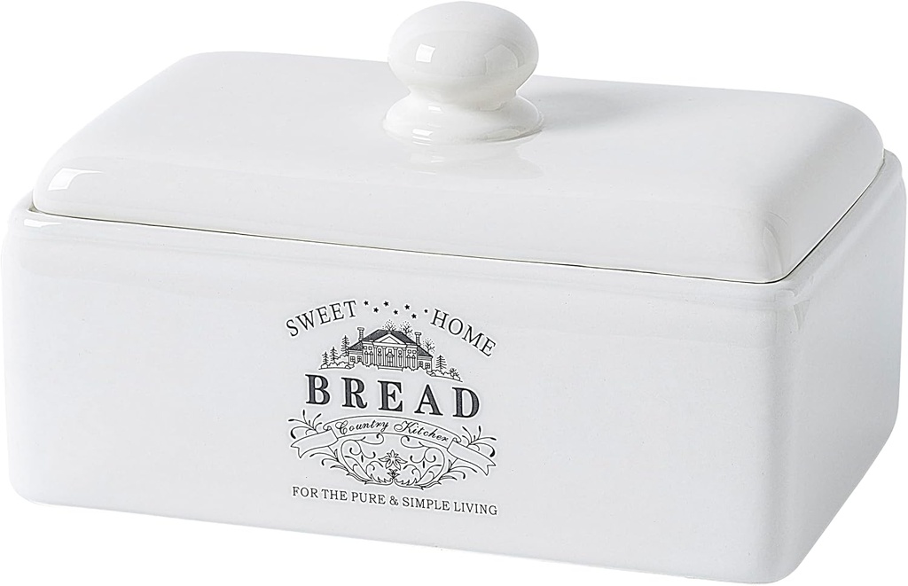 TAWCHES Ceramic Bread Box For Kitchen Countertop Storage Container Large Basket Holder For Kitchen Counter Retro Farmhouse Decor Bread Bins