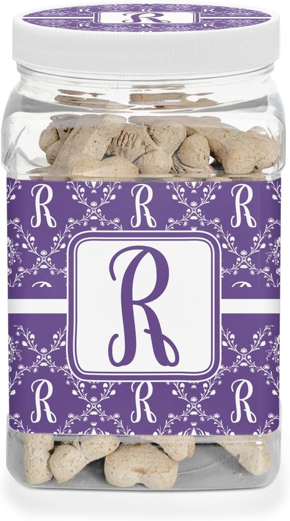 YouCustomizeIt Personalized Initial Damask Dog Treat Jar