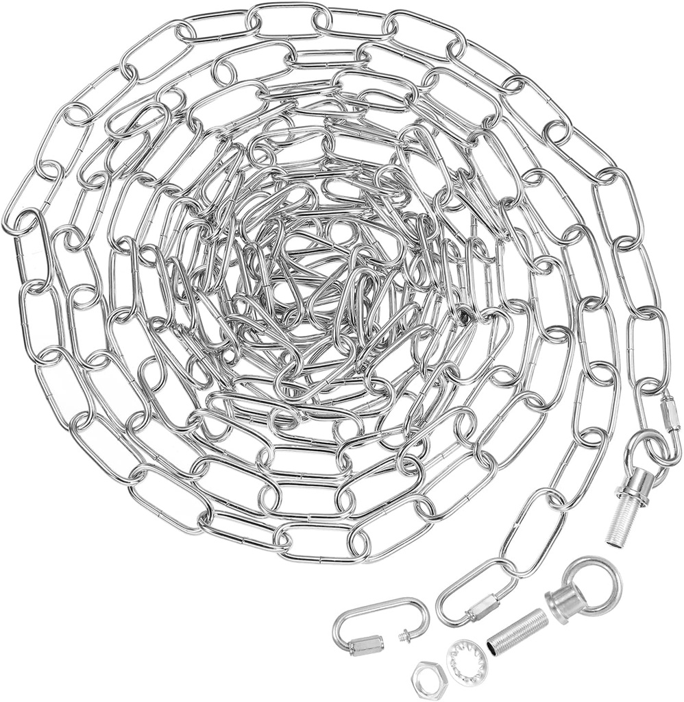 PATIKIL 19 Feet Lighting Chain for Hanging Lamp, Chandelier Chain Light Fixture Chain Load Capacity 65 Lbs for Pendant Light, Ceiling Fan, Silver