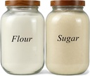 YoenKtss 2 Pack Glass Flour Sugar Storage Containers with Acacia Wooden Lid, 1 Gallon Glass Jars with Airtight Lid, Wide Mouth Large Mason Jars 128oz for Rice, Pasta, Oats, Coffee Storage