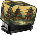 Two Pagodas On The Lake 2 Slice Toaster Covers Bread Machine Cover Quilted Dustproof Fingerprint Protectors Small Washable Appliance Cover Bread Maker Dust Protection Universal Size