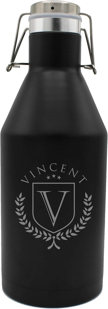 My Personal Memories Custom Engraved 64oz Half-Gallon Growler - Personalized Vacuum Insulated Stainless Steel Bottle for Beer, Cider, Coffee, Water (Black)