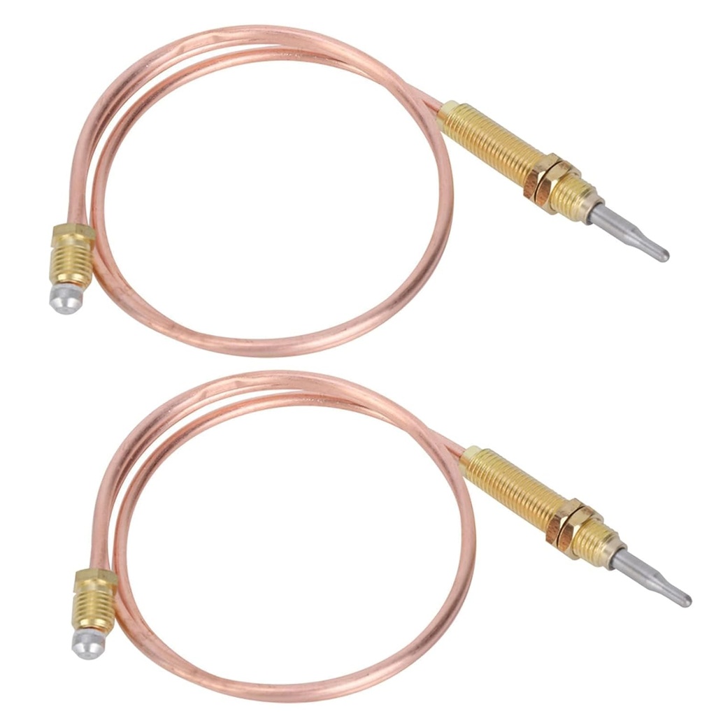 2Pcs M8 Thread Thermocouple Probe, Universal Thermocouple Fireplace Gas Stove Replacement Kit for Gas Furnaces, Boilers and Water Heaters, 23.6inch