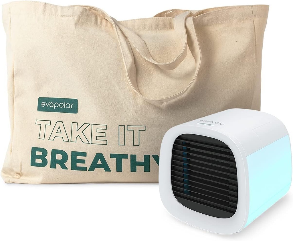 Evapolar EvaChill Personal Evaporative Air Cooler White and Cotton Tote EvaBag