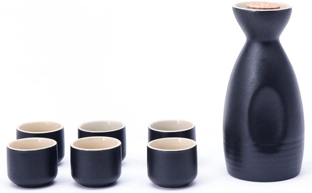 ZMQJEQANBG Refineness Sake Set, Ceramic Ceramic Crafts Wine Glasses Saki Cups for Cold/Hot/Shochu/Tea/C/One Size Warmer(E)