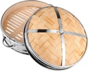 Double Ear Bamboo Steam Basket Lid for Chinese Food Portable Reusable