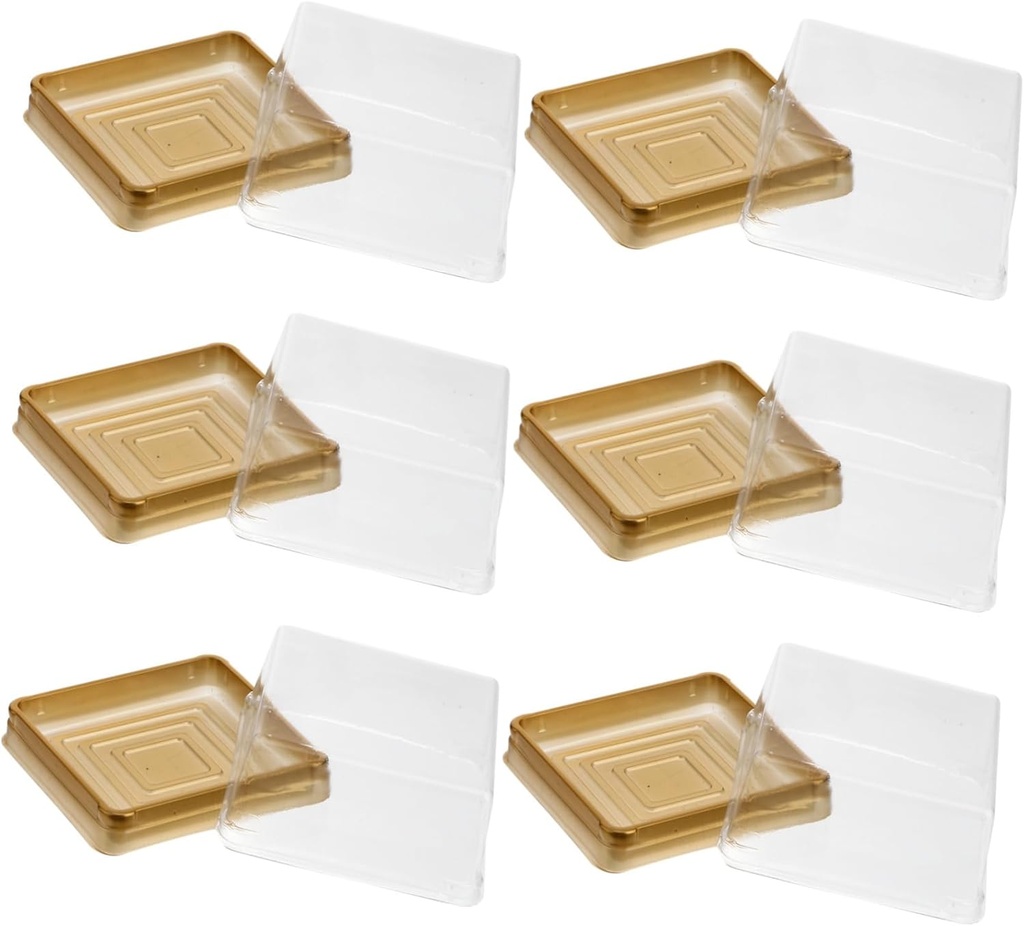 BIUDECO Square Boxes for 50pcs Plastic Square Moon Cake Boxes Tightly Sealed Lid