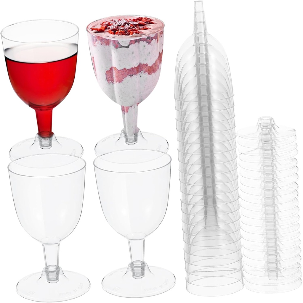 MOLUCKFU 20pcs Disposable Goblets for Mousse Pudding Ice and Red Wine Elegant Flute Design for Parties and Events