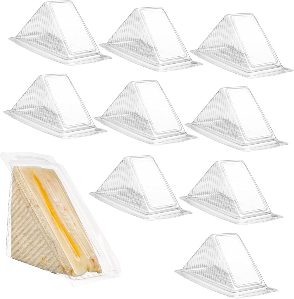 Zerodeko 50pcs Transparent Sandwich Packing Boxes Plastic Food Grade Portable Takeout Containers for Cakes Desserts Cookies and Breads and Protective