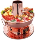QSYJCCXDL Electric and Charcoal Heating Chinese Beijing Copper Hot Pot, Thickened Copper Mongolian Mutton Two-Flavor Hot Pot, Double Heating Ring Suitable for for Family/Friends, Parties