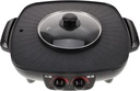 COLLBATH Electric Hot Pot Grill Multi-function Cooker with Smokeless Non-stick Coating Temperature Control for Home and Restaurant Use Black Color with Triangle Plug