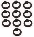 BAMI-LEE House Round Ring knob, 10pcs Ring Pull Handles for Dresser Drawer Ring Pulls Furniture Hardware Brushed Wardrobe Door Handles (Black)