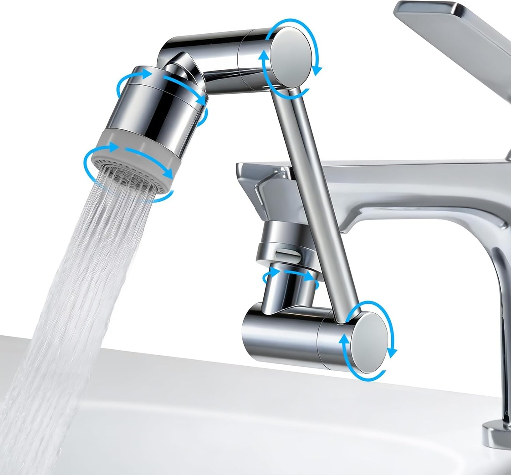TIDYENDURE 1080° Rotating Faucet Extender, Swivel Faucets Aerator Extension, Universal Faucets Adapter for Kitchen & Bathroom Sinks Features 2 Water Flow Modes Faucet with Built-in Filter Function