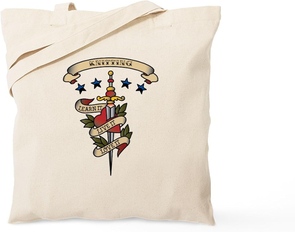 CafePress Love Knitting Tote Bag Reusable Natural Beige Canvas Shopping Bag