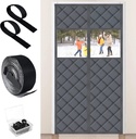 Visible Magnetic Thermal Insulated Door Curtain, Fit 36” x 80” Door Cover Curtain with Window, Magnetic Winter Door Curtain Sound Proof Curtain for Doorway Weatherproof Thermal Door Curtains