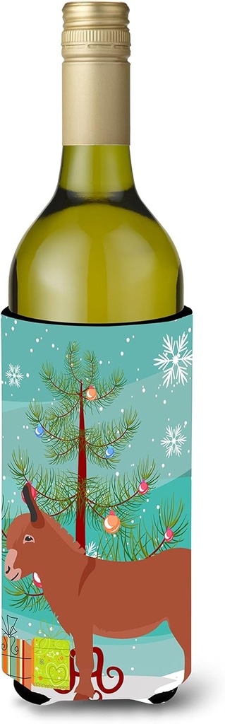 Caroline's Treasures BB9215LITERK Irish Donkey Christmas Wine Bottle Hugger, Teal Bottle Cooler Sleeve Hugger Machine Washable Collapsible Insulator Beverage Insulated Holder