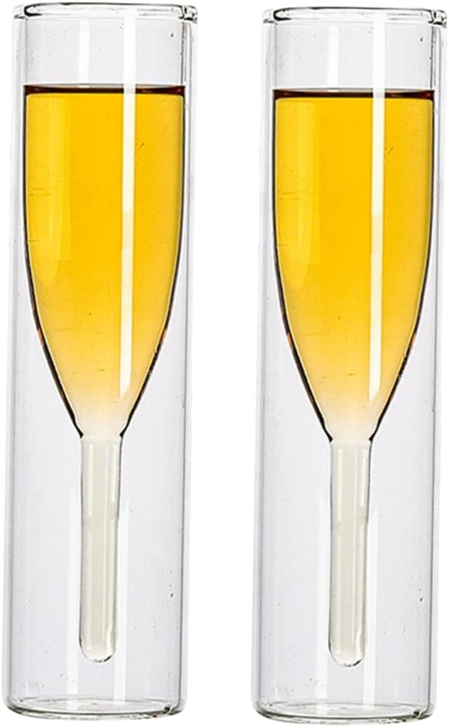 STOBAZA 2pcs Creative Double Layer Wine Goblet Transparent Glass Cocktail Cups for Parties Weddings Birthdays and Celebrations