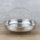 EIKS Stainless Steel Mesh Steamer Basket with Easy Lift Handle for Steaming Vegetables Dumplings Seafood Eggs (9.5" Diameter)