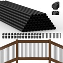 HYPERGIANT 56 Pack 32" Aluminum Deck Balusters,3/4" Round Deck Railing Spindles with Conectors and Screw,Hollow Metal Deck Balusters for Railing Fencing Porch,Black Deck Stair Spindles for Staircase