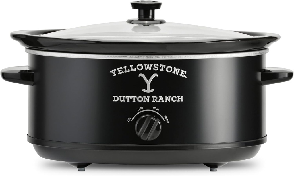 Yellowstone 7-Quart Slow Cooker by Select Brands - Food Warmer with Manual Heat Control & Removable Stoneware - Slow Cooker for Rice, Dips, Parties & More
