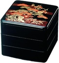 J-kitchens Excursion Bento Box, Made in Japan, 3-Tier, 7 Inches, Black Pine Bamboo Plum (No Inner Coating), 8.3 x 8.3 x 7.5 inches (21.0 x 21.0 x 19.0 cm)