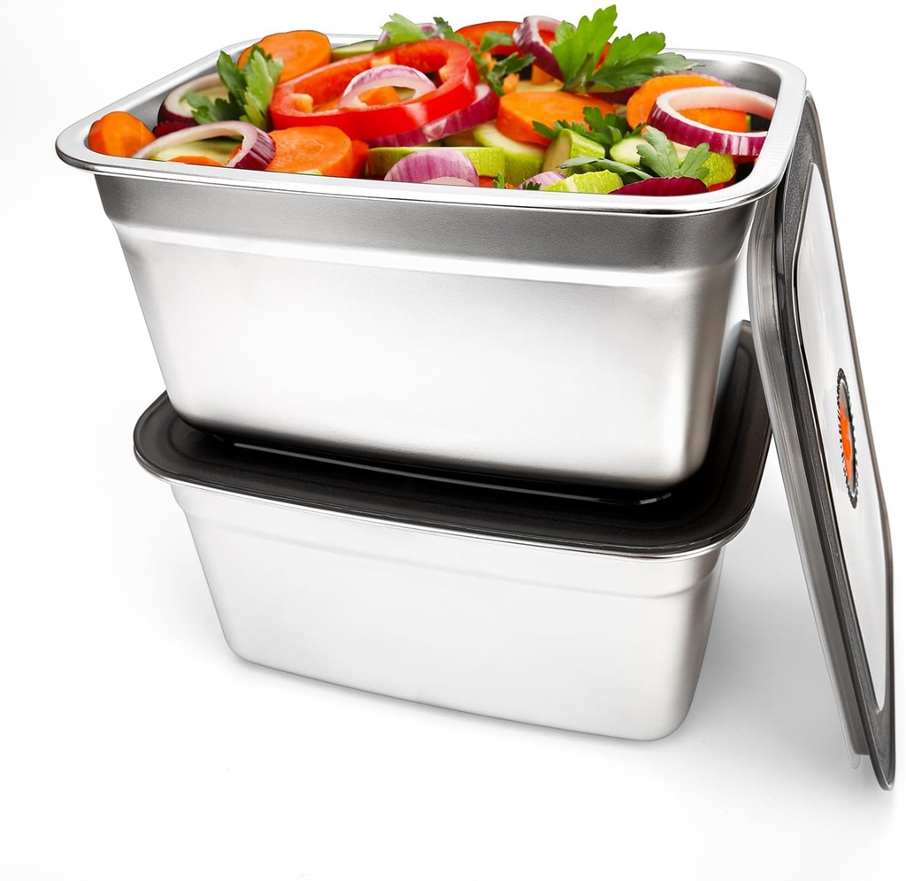 2 PCS Stainless Steel Food Storage Containers(94oz) with Lids Leak Proof & Airtight | Stainless steel freezer Containers,Airtight Bento Lunch Box,For Meal Prep,Fruit,Freezer