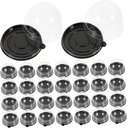 VICASKY 50Pcs Transparent Dome Cupcake Boxes Round Moon Cake Packing Containers with Cover Stable Bottom Food Storage for Bakery Dessert Party