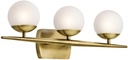 Kichler Jasper 24.5" 3 Light Halogen Vanity Light with Satin Etched Cased Opal Glass Natural Brass, 29 x 12 x 8 in