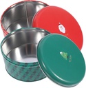 Hemoton Christmas Tinplate Cookie Jar 5.31 Inch Round Decorative Candy Storage Container with Lid for Holiday Snack Organization