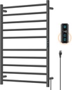 Towel Warmer Rack for Bathroom, Heated Towel Rack Wall Mounted, Stainless Steel Warmers Rack for Bathroom, 10 Bar Fast Heating with Built-in Timer 2H 4H, Plug-in, Black