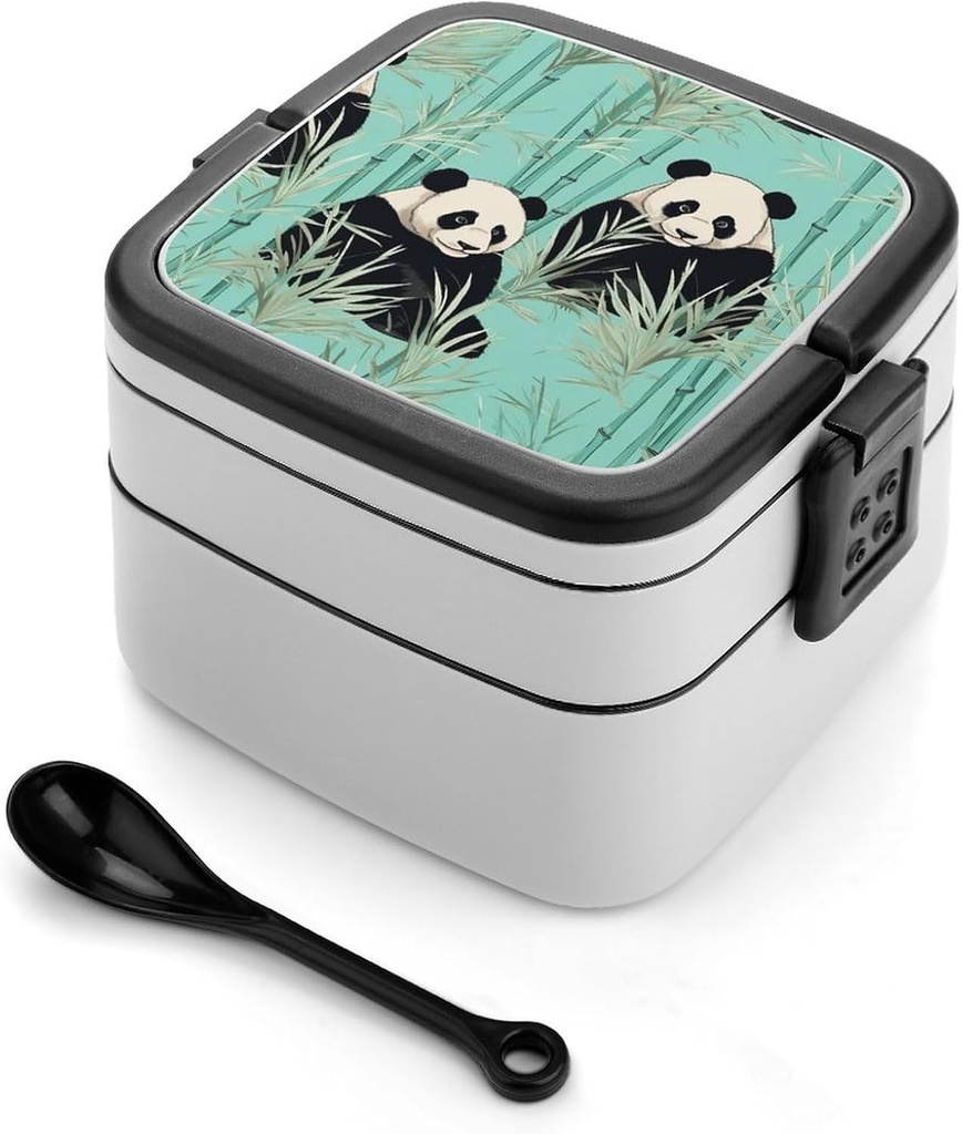 GFLFMXZW Green of Trees Bento Box Adult Lunch Box All-in-One Lunch Containers with Removable Compartments Double Layer Bento Lunch Box with Spoon And Handle Stackable Lunchbox