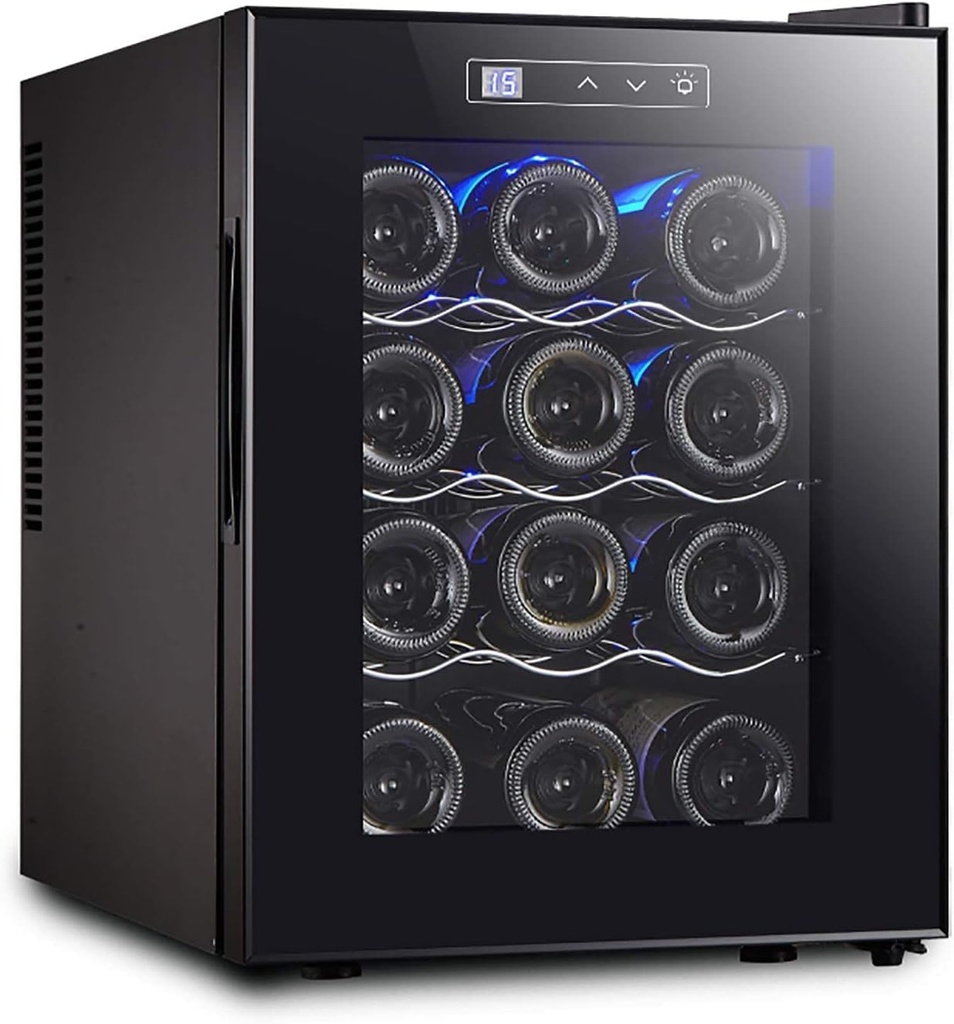 DINGYXIN 12 Bottle Wine Cooler Quiet Operation Compressor Wine Cellar Freestanding Counter Top Wine Chiller Cabinet Refrigerator and Touch Panel Digital Temperature Display