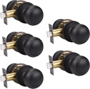 KNOBWELL 5 Pack Bronze Passage Door Knobs - Classic Modern Interior Door Knobs Set, Oil Rubbed Bronze