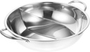 Operitacx Divided Hot Pot Cooker Stainless Steel Hot Pot Pan Handles for Kitchen Use