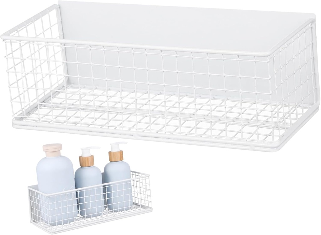 Cabilock Magnetic Hanging Spice Rack Large White Storage Basket for Refrigerator Side Wall Space Saving Kitchen Organizer for Spices Seasoning Bottles Snacks Easy Install Metal Surfaces