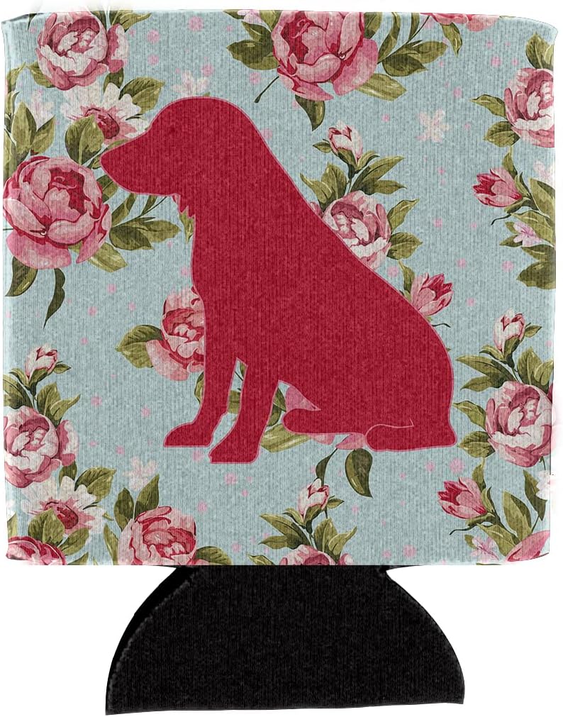 Caroline's Treasures BB1070-RS-BU-CC Boykin Spaniel Shabby Chic Blue Roses Can or Bottle Hugger, Blue Cooler Washable Drink Sleeve Collapsible Beverage Insulated Holder, Can Hugger, Multicolor