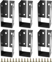 6 Pcs Concealed Joist Hanger 2x4'' Outdoor Concealed-Flange Light Joist Brackets Concealed Face Mount Joist Hanger Fit Standard 2x4 Wood Beam Fence (Actual: 1.5 x3.5)
